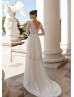 Ivory Lace Chiffon Boho Beach Wedding Dress